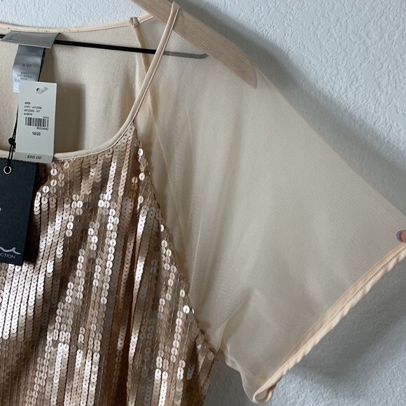 NWT Lane Bryant Champagne Gold Sequin Mesh Modal Short Sleeve Top Plus Sz 18/20 - Picture 4 of 7